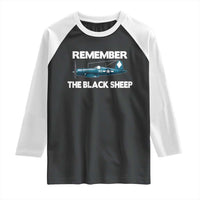 CORSAIR WWII HISTORY Raglan Shirt Black Sheep Squadron Pilot