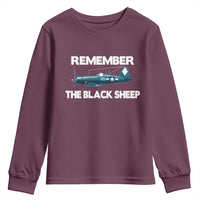 CORSAIR WWII HISTORY Youth Sweatshirt Black Sheep Squadron Pilot