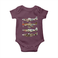 WW2 Warplanes B-17 P51 Baby Onesie Vintage WWII Fighter Planes Iconic Military Aircraft