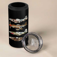 WW2 Warplanes B-17 P51 4 in 1 Can Cooler Tumbler Vintage WWII Fighter Planes Iconic Military Aircraft