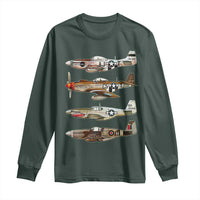 WW2 Warplanes B-17 P51 Long Sleeve Shirt Vintage WWII Fighter Planes Iconic Military Aircraft