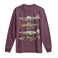 WW2 Warplanes B-17 P51 Long Sleeve Shirt Vintage WWII Fighter Planes Iconic Military Aircraft