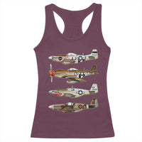 WW2 Warplanes B-17 P51 Racerback Tank Top Vintage WWII Fighter Planes Iconic Military Aircraft