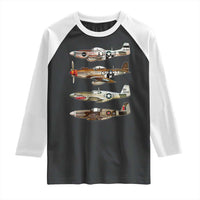 WW2 Warplanes B-17 P51 Raglan Shirt Vintage WWII Fighter Planes Iconic Military Aircraft