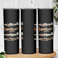 WW2 Warplanes B-17 P51 Skinny Tumbler Vintage WWII Fighter Planes Iconic Military Aircraft
