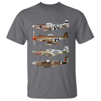 WW2 Warplanes B-17 P51 T Shirt Vintage WWII Fighter Planes Iconic Military Aircraft
