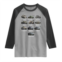 WW2 Tanks Raglan Shirt M4 Sherman Panzer IV Tiger II T-34 History Buff