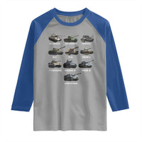 WW2 Tanks Raglan Shirt M4 Sherman Panzer IV Tiger II T-34 History Buff