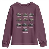 WW2 Tanks Youth Sweatshirt M4 Sherman Panzer IV Tiger II T-34 History Buff