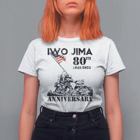Iwo Jima WWII Veteran T Shirt For Women 80th Anniversary 4th of July US Flag