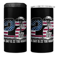Veteran Suicide Awareness 4 in 1 Can Cooler Tumbler 22 A Day is 22 Too Many Veteran Lives Matter