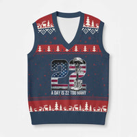Veteran Suicide Awareness V-Neck Knit Sweater Vest 22 A Day is 22 Too Many Veteran Lives Matter - Wonder Print Shop