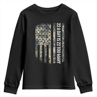 Veteran Suicide Awareness Youth Sweatshirt USA Flag 22 A Day Is 22 Too Many