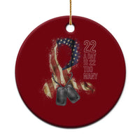 Veteran Suicide Awareness Ceramic Ornament 22 A Day Is 22 Too Many American Flag Ribbon - Wonder Print Shop