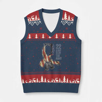 Veteran Suicide Awareness V-Neck Knit Sweater Vest 22 A Day Is 22 Too Many American Flag Ribbon - Wonder Print Shop