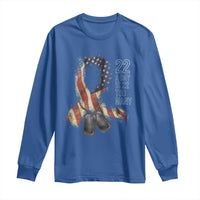 Veteran Suicide Awareness Long Sleeve Shirt 22 A Day Is 22 Too Many American Flag Ribbon
