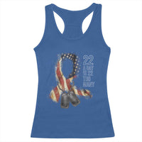 Veteran Suicide Awareness Racerback Tank Top 22 A Day Is 22 Too Many American Flag Ribbon