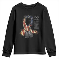 Veteran Suicide Awareness Youth Sweatshirt 22 A Day Is 22 Too Many American Flag Ribbon
