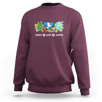 Earth Day Sweatshirt Earth Day Peace Love Earth Teacher Environment Day Recycle - Wonder Print Shop