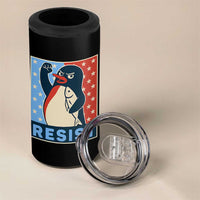 Funny Penguin Resist Graphic 4 in 1 Can Cooler Tumbler Resist Protest Against Tariffs