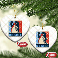 Funny Penguin Resist Graphic Ceramic Ornament Resist Protest Against Tariffs - Wonder Print Shop