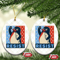 Funny Penguin Resist Graphic Ceramic Ornament Resist Protest Against Tariffs - Wonder Print Shop