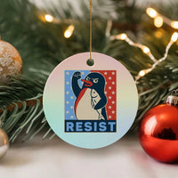 Funny Penguin Resist Graphic Ceramic Ornament Resist Protest Against Tariffs - Wonder Print Shop