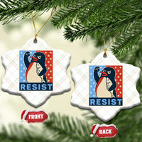Funny Penguin Resist Graphic Ceramic Ornament Resist Protest Against Tariffs - Wonder Print Shop
