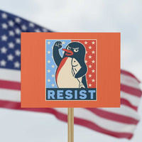 Funny Penguin Resist Graphic Protest Sign Resist Protest Against Tariffs - Wonder Print Shop