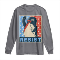 Funny Penguin Resist Graphic Long Sleeve Shirt Resist Protest Against Tariffs