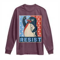 Funny Penguin Resist Graphic Long Sleeve Shirt Resist Protest Against Tariffs