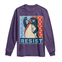 Funny Penguin Resist Graphic Long Sleeve Shirt Resist Protest Against Tariffs