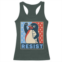 Funny Penguin Resist Graphic Racerback Tank Top Resist Protest Against Tariffs