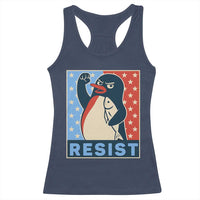 Funny Penguin Resist Graphic Racerback Tank Top Resist Protest Against Tariffs