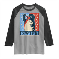 Funny Penguin Resist Graphic Raglan Shirt Resist Protest Against Tariffs