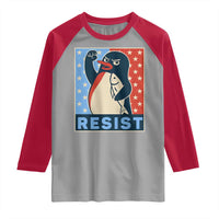 Funny Penguin Resist Graphic Raglan Shirt Resist Protest Against Tariffs