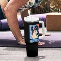 Funny Penguin Resist Graphic Tumbler With Handle Resist Protest Against Tariffs