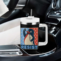 Funny Penguin Resist Graphic Tumbler With Handle Resist Protest Against Tariffs