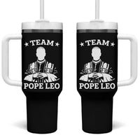 Team Pope Leo XIV Tumbler With Handle Vintage Catholic Faith Historical Religious Support