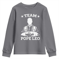 Team Pope Leo XIV Youth Sweatshirt Vintage Catholic Faith Historical Religious Support