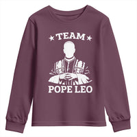 Team Pope Leo XIV Youth Sweatshirt Vintage Catholic Faith Historical Religious Support