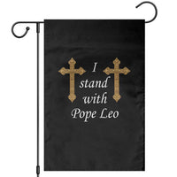 I Stand With Pope Leo Faith Graphic Garden Flag Catholic Ornate Gold Cross