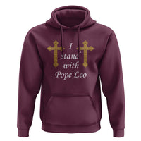 I Stand With Pope Leo Faith Graphic Hoodie Catholic Ornate Gold Cross
