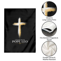 I Stand With Pope Leo Brushstroke Cross Garden Flag Religious Christian Witness