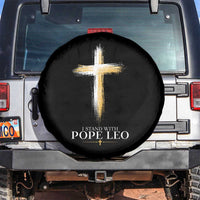 I Stand With Pope Leo Brushstroke Cross Spare Tire Cover Religious Christian Witness