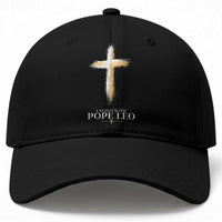 I Stand With Pope Leo Brushstroke Cross Baseball Cap Religious Christian Witness