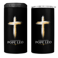 I Stand With Pope Leo Brushstroke Cross 4 in 1 Can Cooler Tumbler Religious Christian Witness