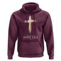 I Stand With Pope Leo Brushstroke Cross Hoodie Religious Christian Witness