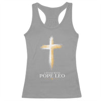 I Stand With Pope Leo Brushstroke Cross Racerback Tank Top Religious Christian Witness