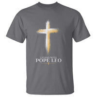 I Stand With Pope Leo Brushstroke Cross T Shirt Religious Christian Witness